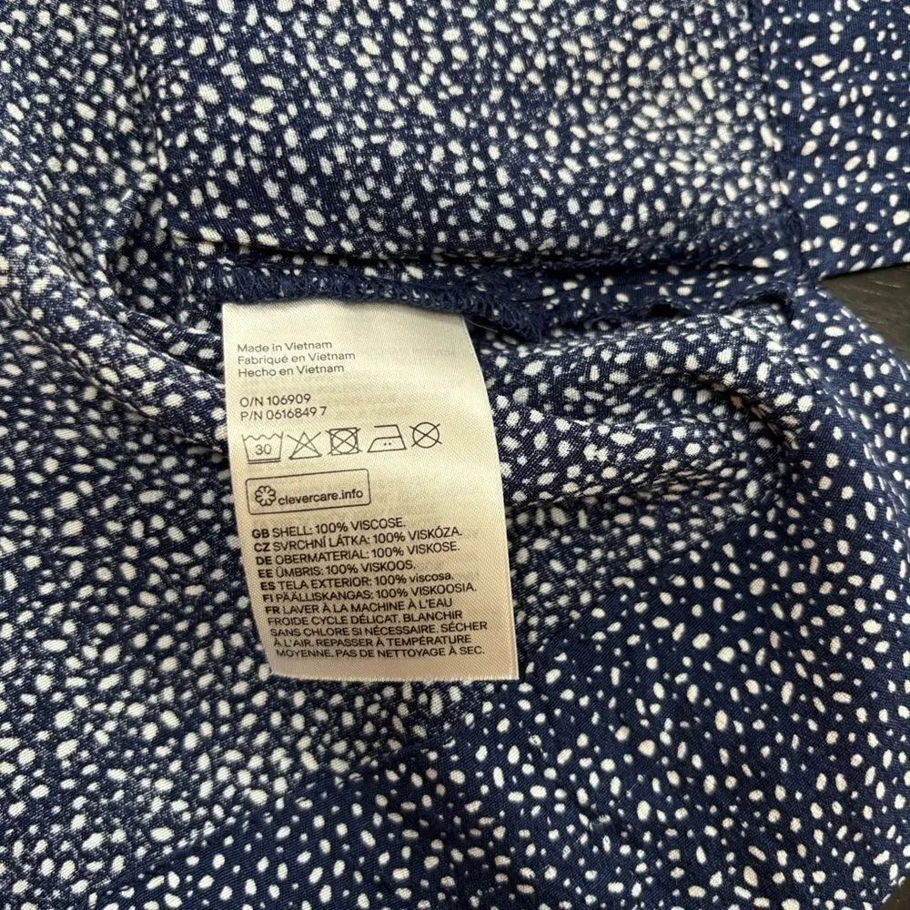 H&M Navy & White Dotted Print Blouse – Size 12